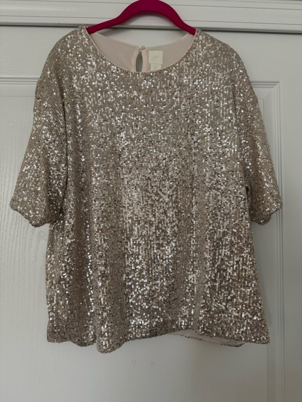 H&M Champagne Sequin Short Sleeve Top